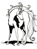 Black Horse with Gold Mane